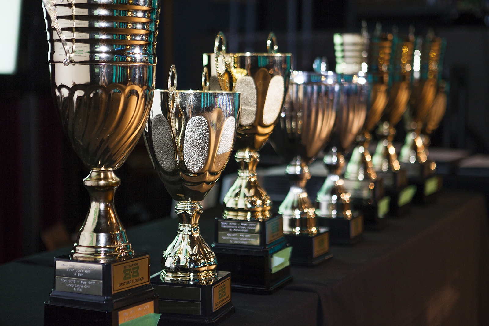Trophys in a line